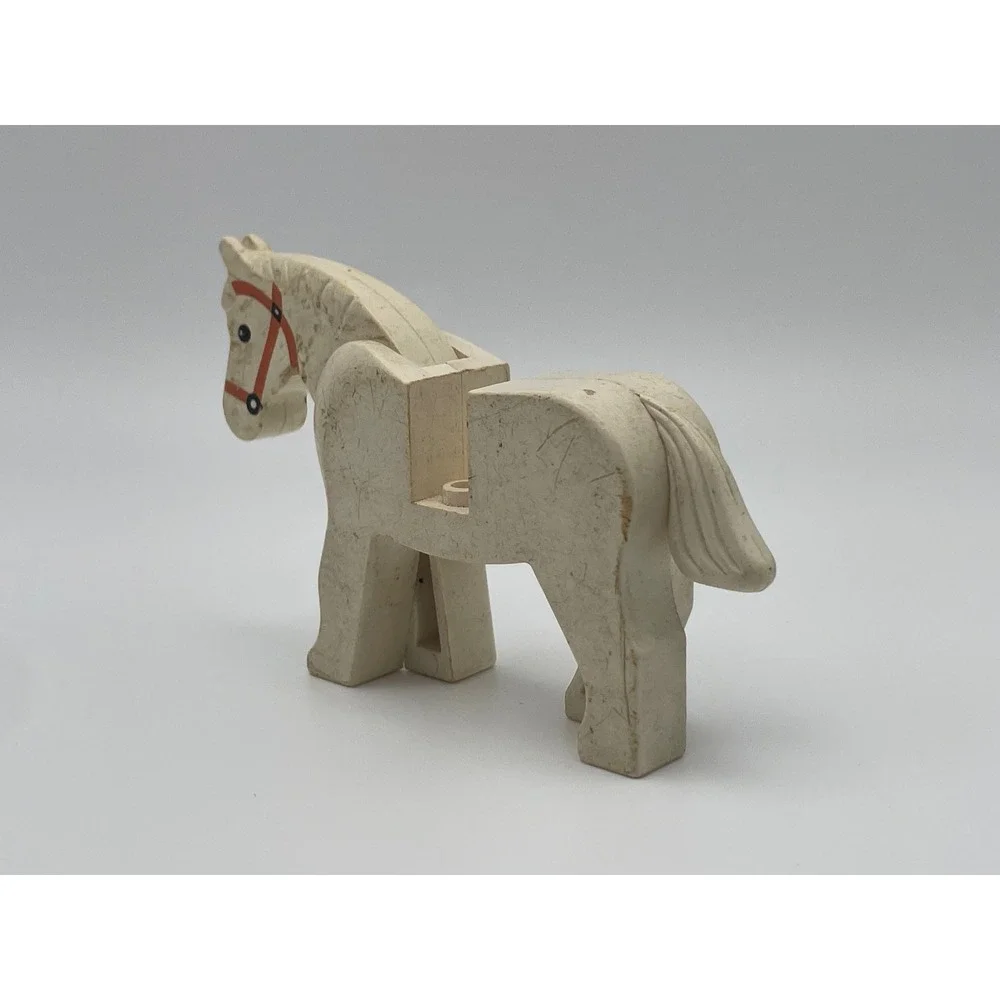 Vintage LEGO Duplo Horse White with Red Bridle Animal Figure Replacement Piece